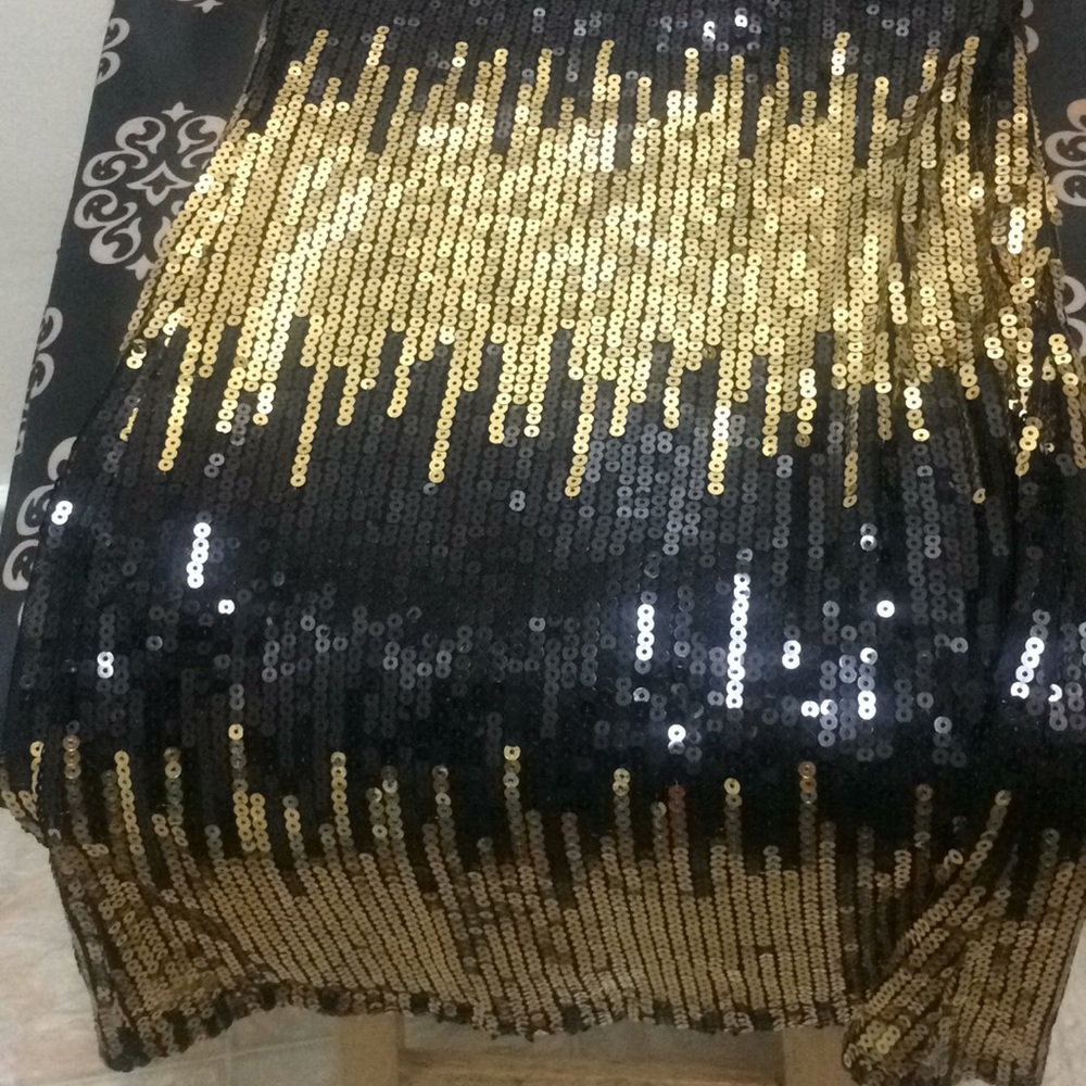 LUXE Evening  black and gold sequin Dress/ XS - Picture 7 of 7